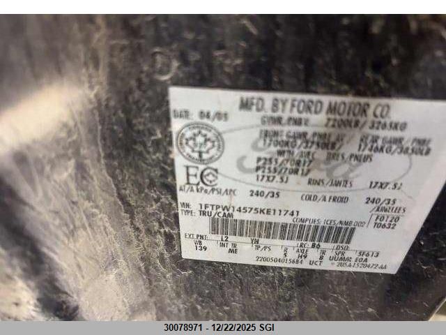 2005 Ford F150 Supercrew VIN: 1FTPW14575KE11741 Lot: 30078971