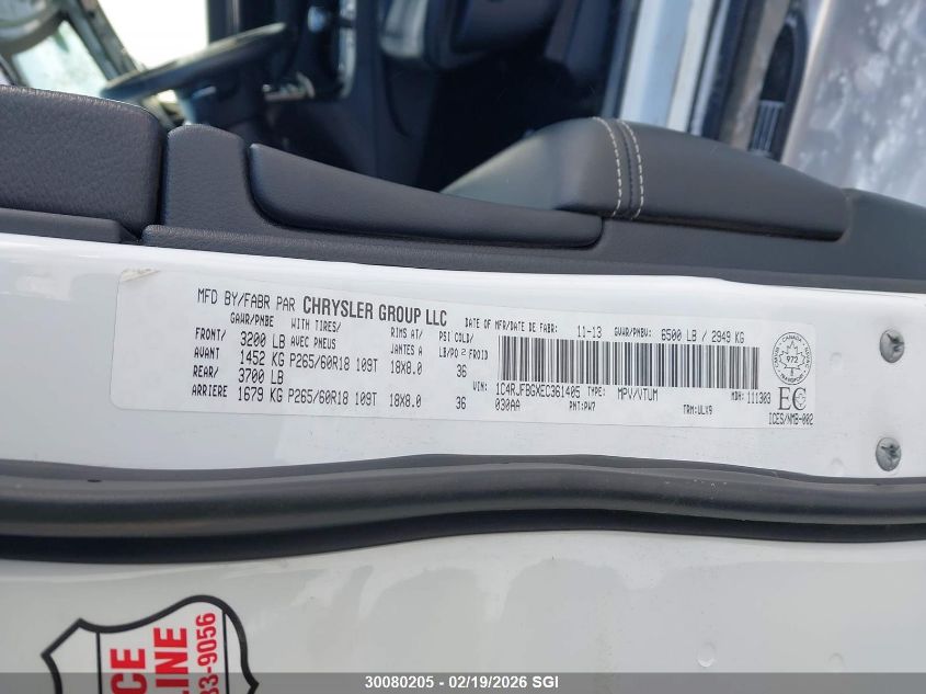 2014 Jeep Grand Cherokee Limited VIN: 1C4RJFBGXEC361405 Lot: 30080205