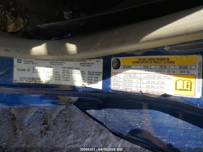 2006 GMC Canyon VIN: 1GTCS148268263968 Lot: 30086351