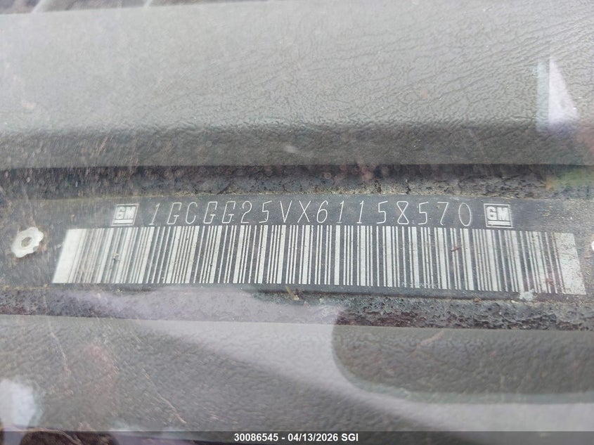2006 Chevrolet Express G2500 VIN: 1GCGG25VX61158570 Lot: 30086545