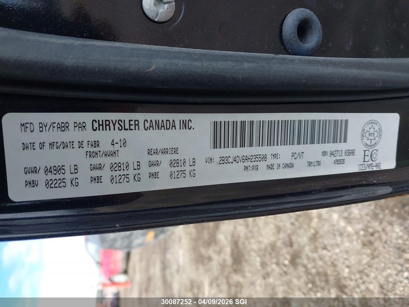 2010 Dodge Challenger Se VIN: 2B3CJ4DV6AH235508 Lot: 30087252