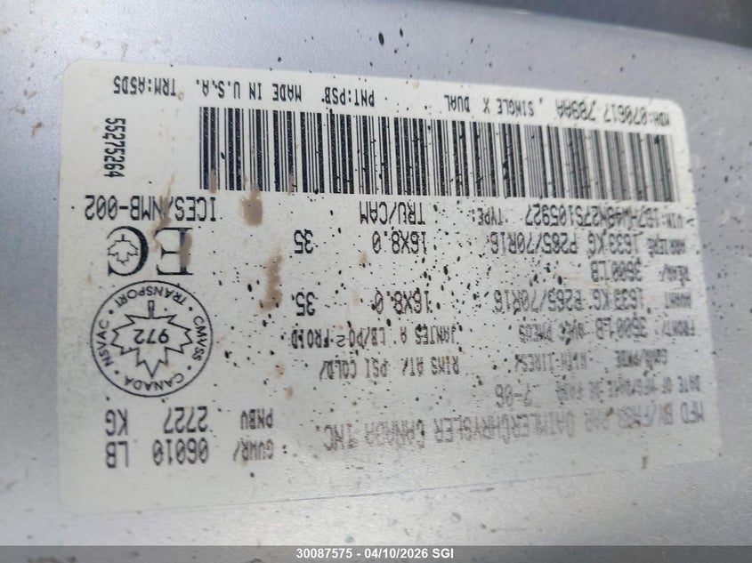 2007 Dodge Dakota Quad Slt VIN: 1D7HW48N27S105927 Lot: 30087575