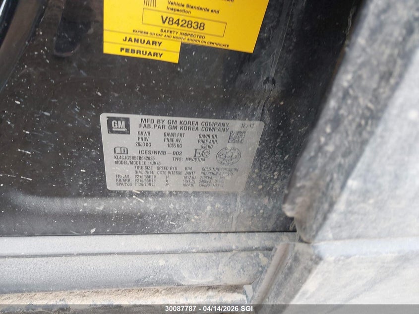 2014 Buick Encore VIN: KL4CJGSB5EB642835 Lot: 30087787