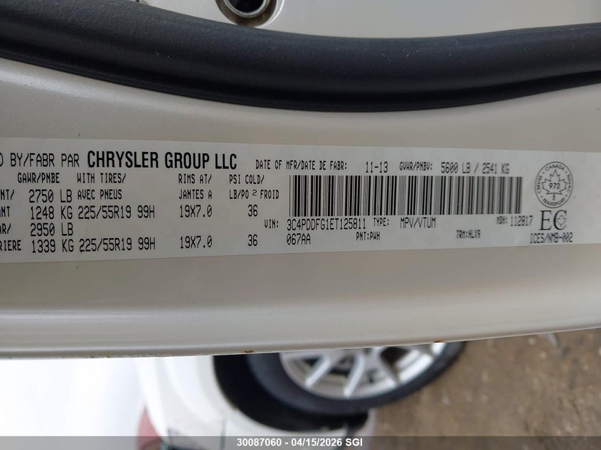 2014 Dodge Journey R/T VIN: 3C4PDDFG1ET125811 Lot: 30087060