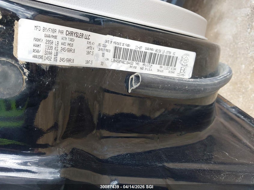 2008 Jeep Grand Cherokee Limited VIN: 1J8HR58M48C164433 Lot: 30087439