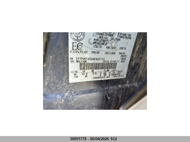 2004 Ford F150 Supercrew VIN: 1FTPW14534FA21114 Lot: 30091778