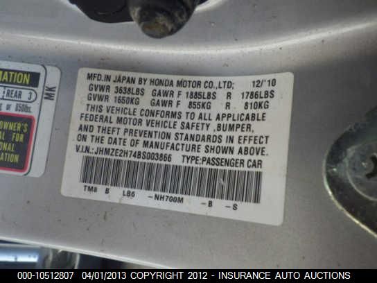 JHMZE2H74BS003866 2011 Honda Insight Ex