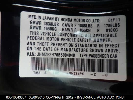 JHMZE2H76BS004940 2011 Honda Insight Ex