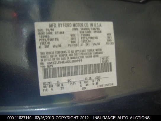 1999 Mercury Mountaineer VIN: 4M2ZU54E4XUJ00999 Lot: 11027140