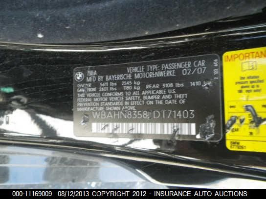 2007 BMW 750Li VIN: WBAHN83587DT71403 Lot: 11169009