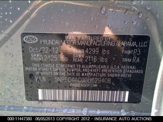 5NPEC4AC0DH629408 2013 Hyundai Sonata Se/Limited