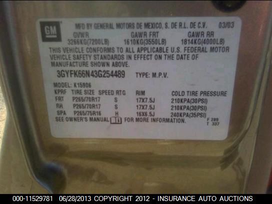 3GYFK66N43G254489 2003 Cadillac Escalade Esv