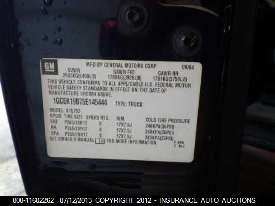 1GCEK19B75E145444 2005 Chevrolet Silverado K1500