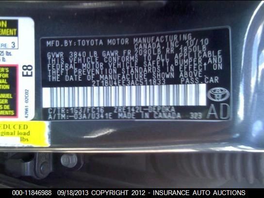 2T1BU4EE3AC511833 2010 Toyota Corolla S/Le/Xle