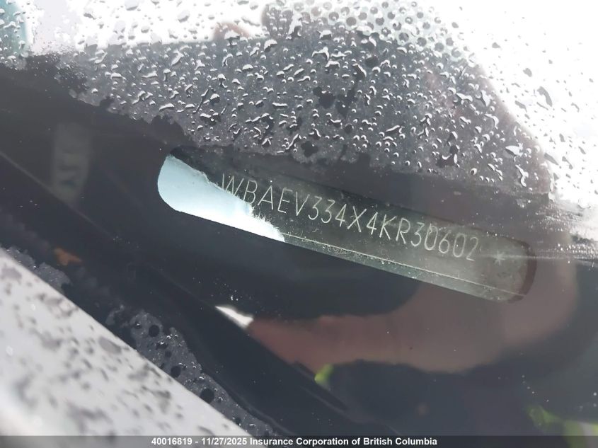 2004 BMW 325 I VIN: WBAEV334X4KR30602 Lot: 40016819