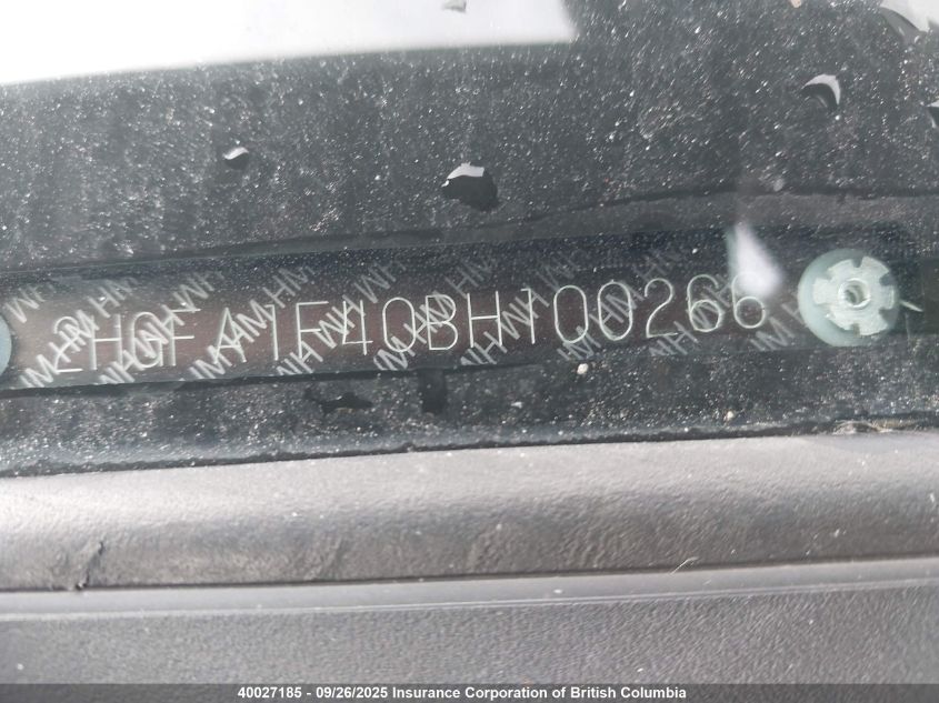 2011 Honda Civic VIN: 2HGFA1F40BH100266 Lot: 40027185