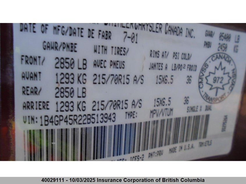 1B4GP45R22B513943 2002 DODGE CARAVAN photo no. 15