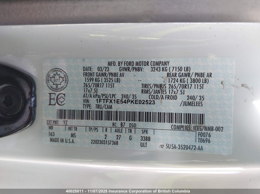 1FTFX1E54PKE02523 2023 FORD F-150 photo no. 9