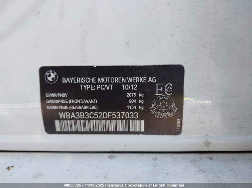 WBA3B3C52DF537033 2013 BMW 3ER photo no. 9