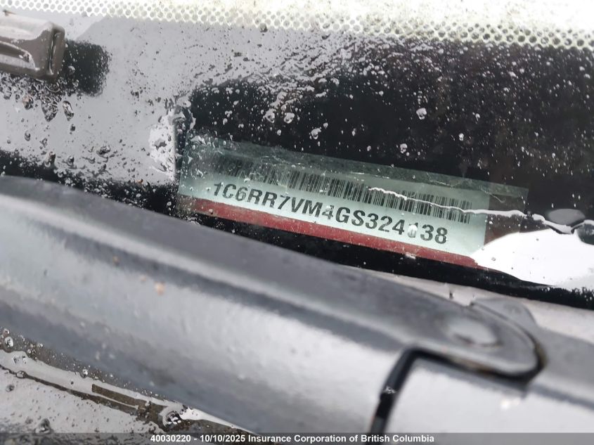 2016 Ram 1500 Laramie VIN: 1C6RR7VM4GS324138 Lot: 42817814