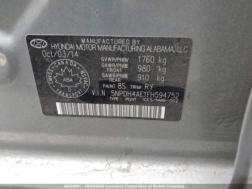 5NPDH4AE1FH594752 2015 HYUNDAI ELANTRA photo no. 20