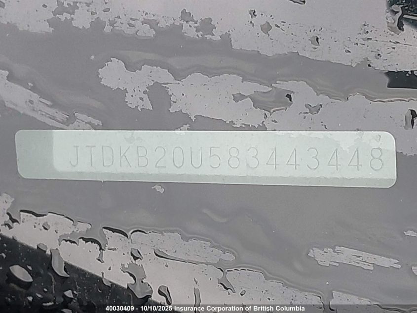 2008 Toyota Prius VIN: JTDKB20U583443448 Lot: 40030409