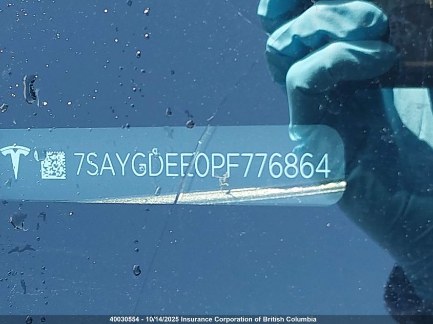 2023 Tesla Model Y VIN: 7SAYGDEE0PF776864 Lot: 40030554