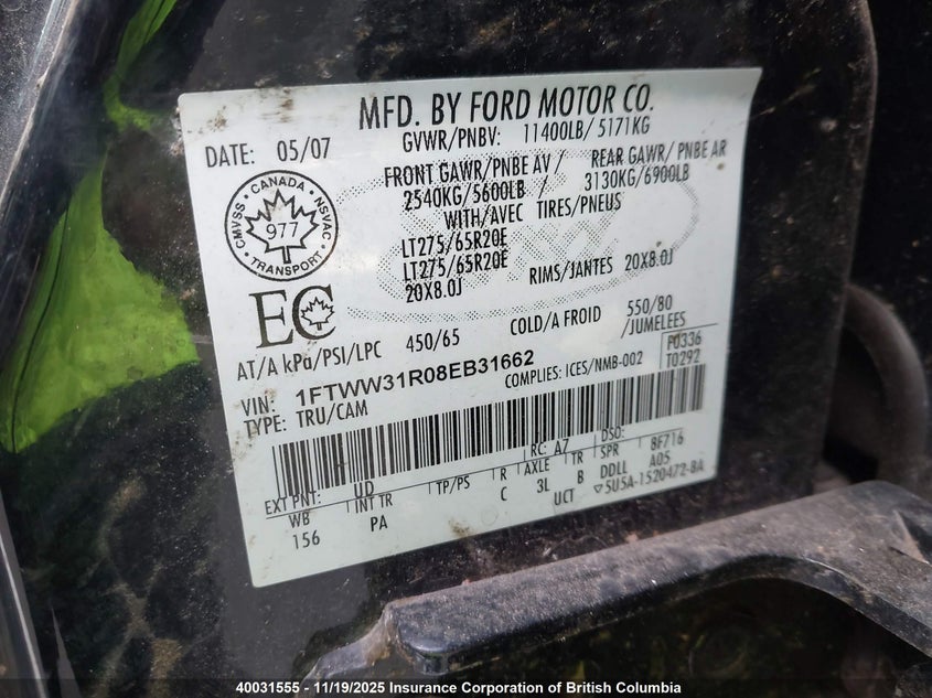 1FTWW31R08EB31662 2008 FORD F350 photo no. 9