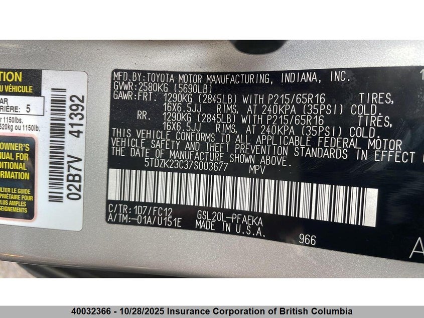 5TDZK23C37S003677 2007 TOYOTA SIENNA photo no. 5