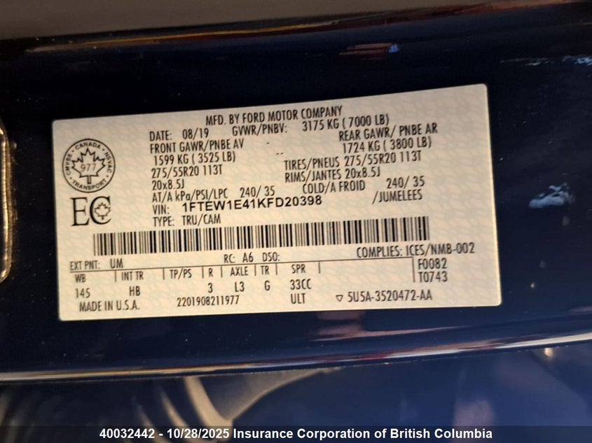 1FTEW1E41KFD20398 2019 FORD F-150 photo no. 7