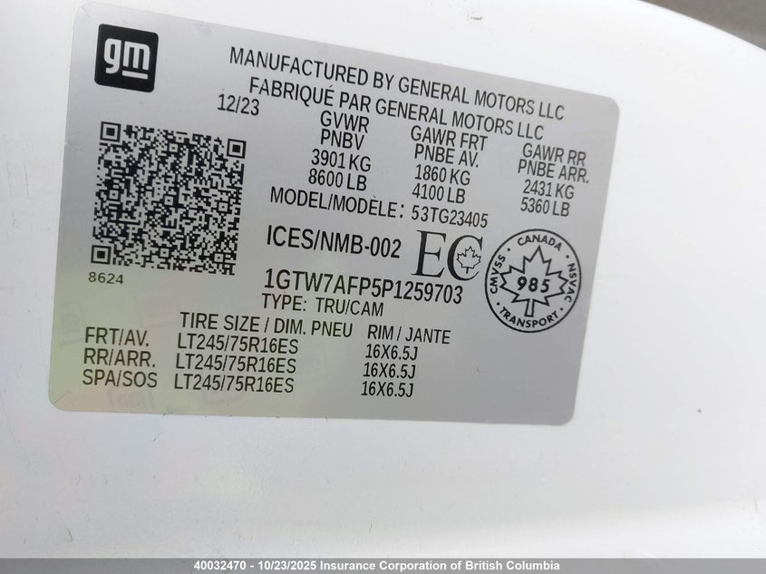 1GTW7AFP5P1259703 2023 GMC SAVANA photo no. 9
