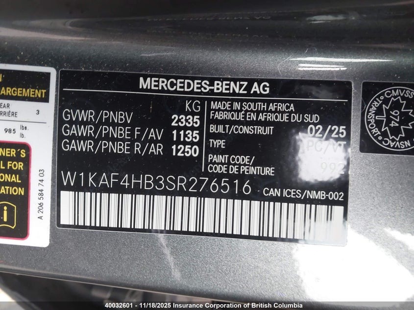 W1KAF4HB3SR276516 2025 MERCEDES-BENZ C-KLASSE photo no. 18