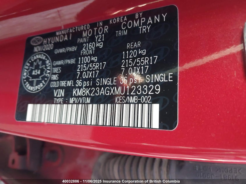 KM8K23AGXMU123329 2021 HYUNDAI KONA photo no. 9