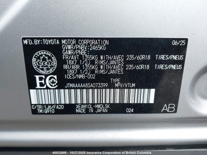 JTMAAAAA8SA073399 2025 TOYOTA BZ4X photo no. 9