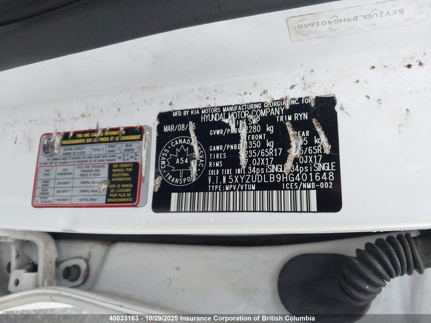 5XYZUDLB9HG401648 2017 HYUNDAI SANTA FE photo no. 9