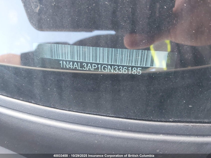 2016 Nissan Altima 2.5/S/Sv/Sl/Sr VIN: 1N4AL3AP1GN336185 Lot: 40033458