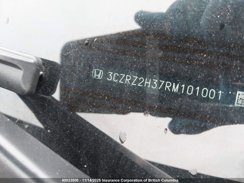 2024 Honda Hr-V VIN: 3CZRZ2H37RM101001 Lot: 40033500
