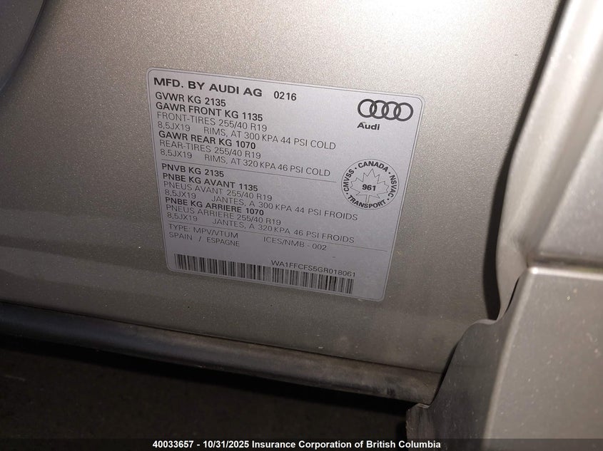 WA1FFCFS5GR018061 2016 AUDI Q3 photo no. 9