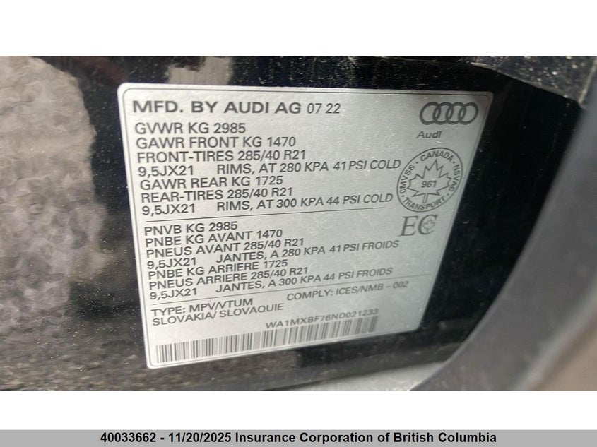 WA1MXBF76ND021233 2022 AUDI Q7 photo no. 8