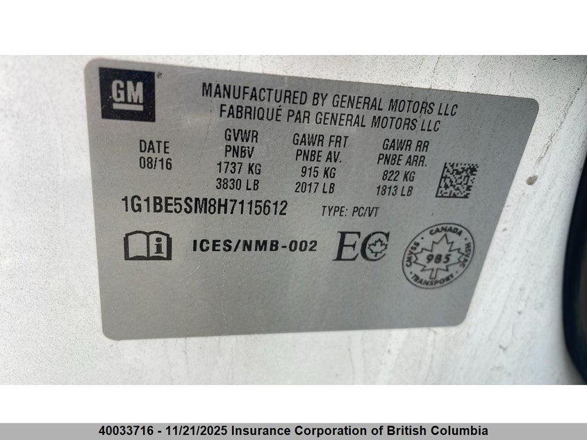 1G1BE5SM8H7115612 2017 CHEVROLET CRUZE photo no. 9