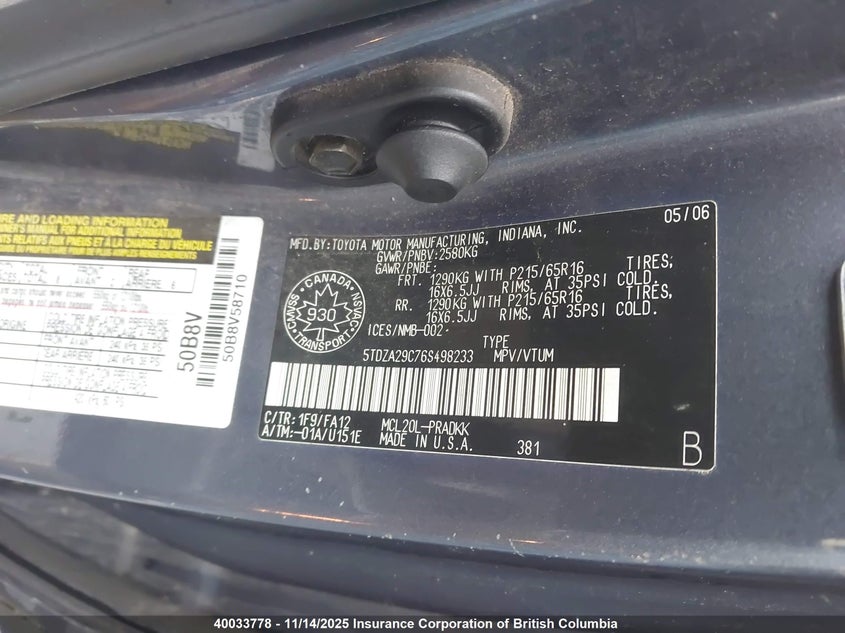 5TDZA29C76S498233 2006 TOYOTA SIENNA photo no. 9