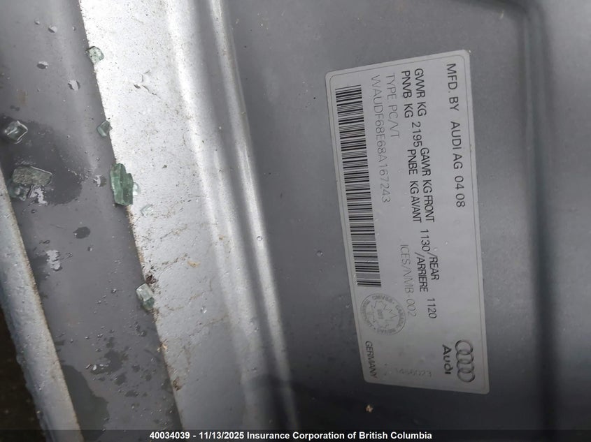 WAUDF68E68A167243 2008 AUDI A4 photo no. 9