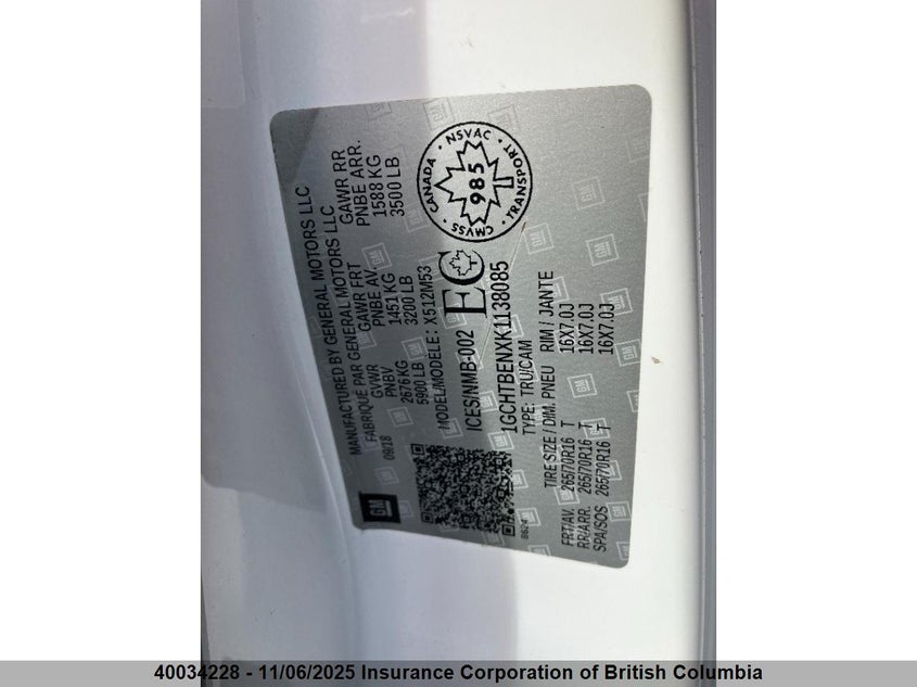 2019 Chevrolet Colorado VIN: 1GCHTBENXK1138085 Lot: 40034228