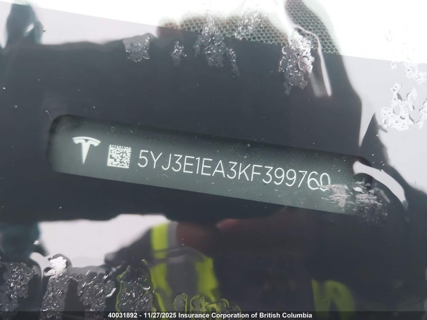 2019 Tesla Model 3 VIN: 5YJ3E1EA3KF399769 Lot: 40031892