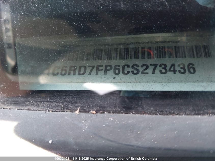 2012 Dodge Ram 1500 St VIN: 1C6RD7FP6CS273436 Lot: 40032403