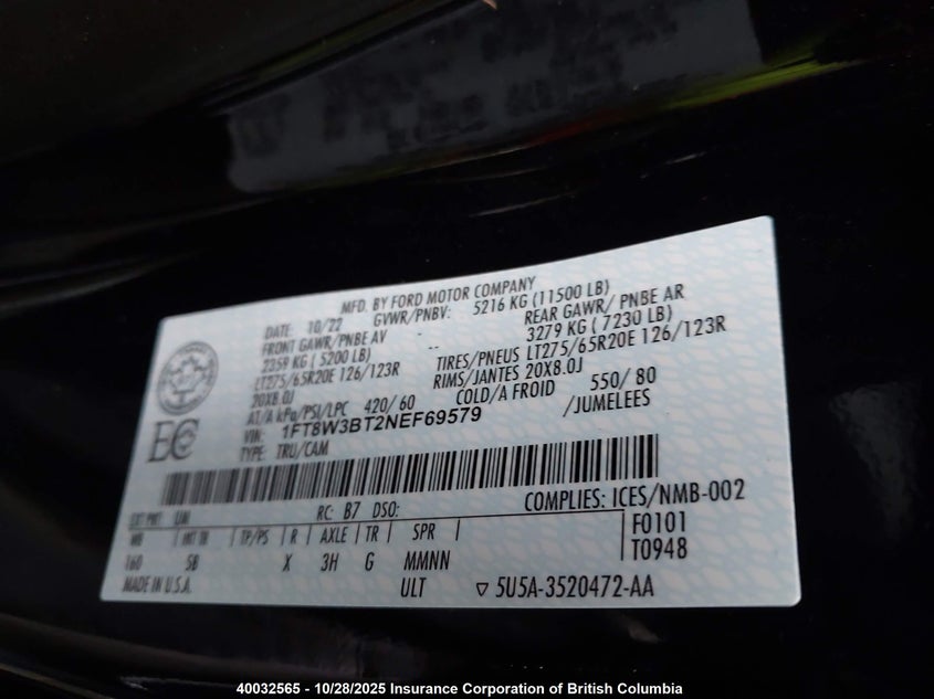 1FT8W3BT2NEF69579 2022 FORD F350 photo no. 9