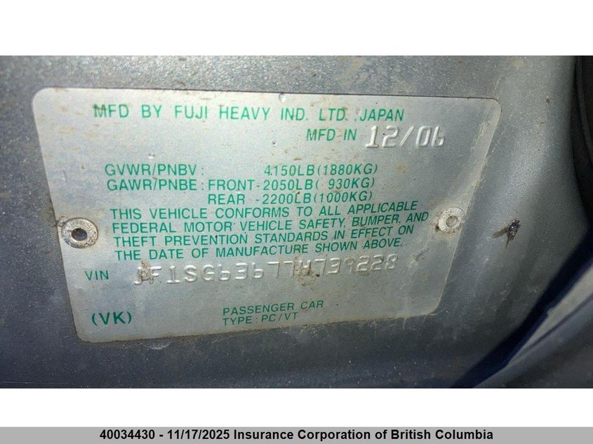 JF1SG63677H739228 2007 SUBARU FORESTER photo no. 7
