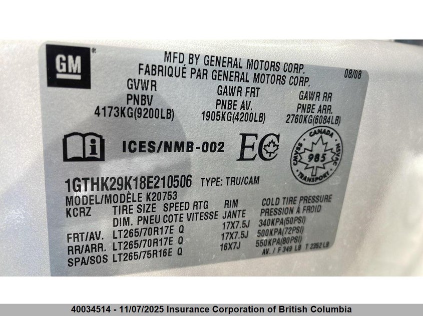 1GTHK29K18E210506 2008 GMC SIERRA photo no. 5