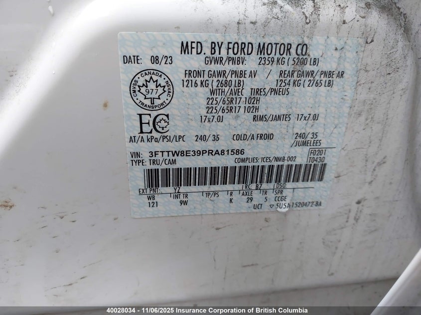 3FTTW8E39PRA81586 2023 FORD MAVERICK photo no. 9