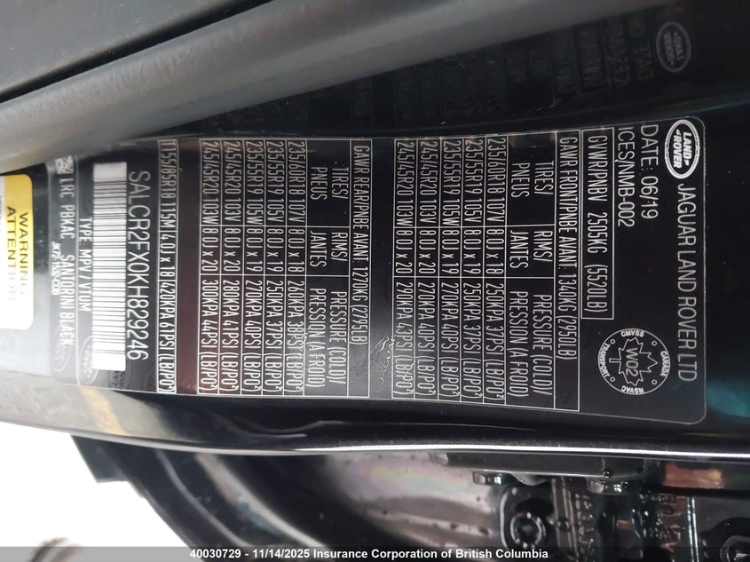 SALCR2FX0KH829246 2019 LAND ROVER DISCOVERY SPORT photo no. 9